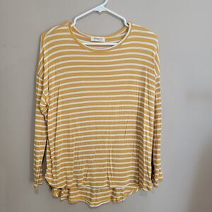 Ginger G Yellow Striped Long Sleeve Shirt Size Small